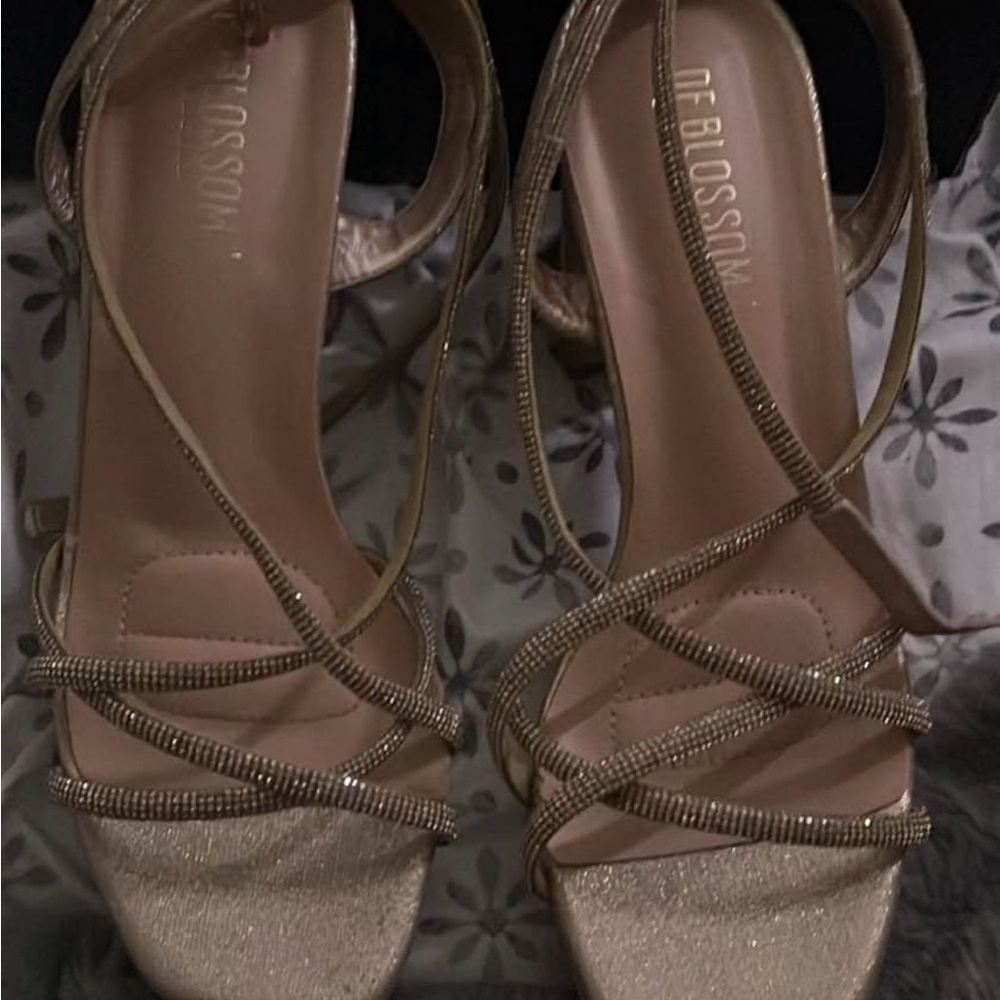 De Blossom Collection Glittering Gold Strappy Heels